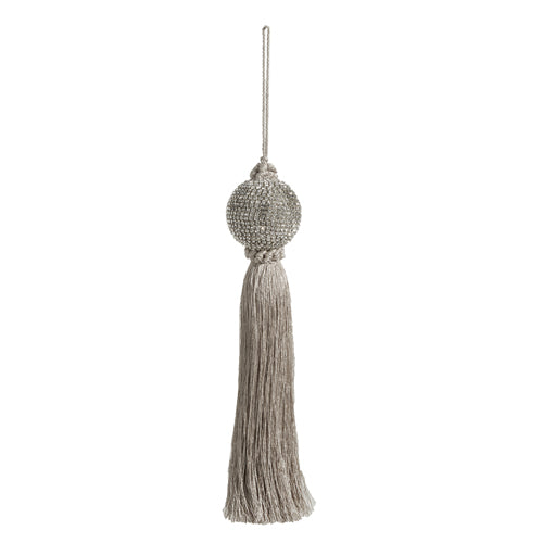 10" Silver Tassel Ornament with Rhinestones