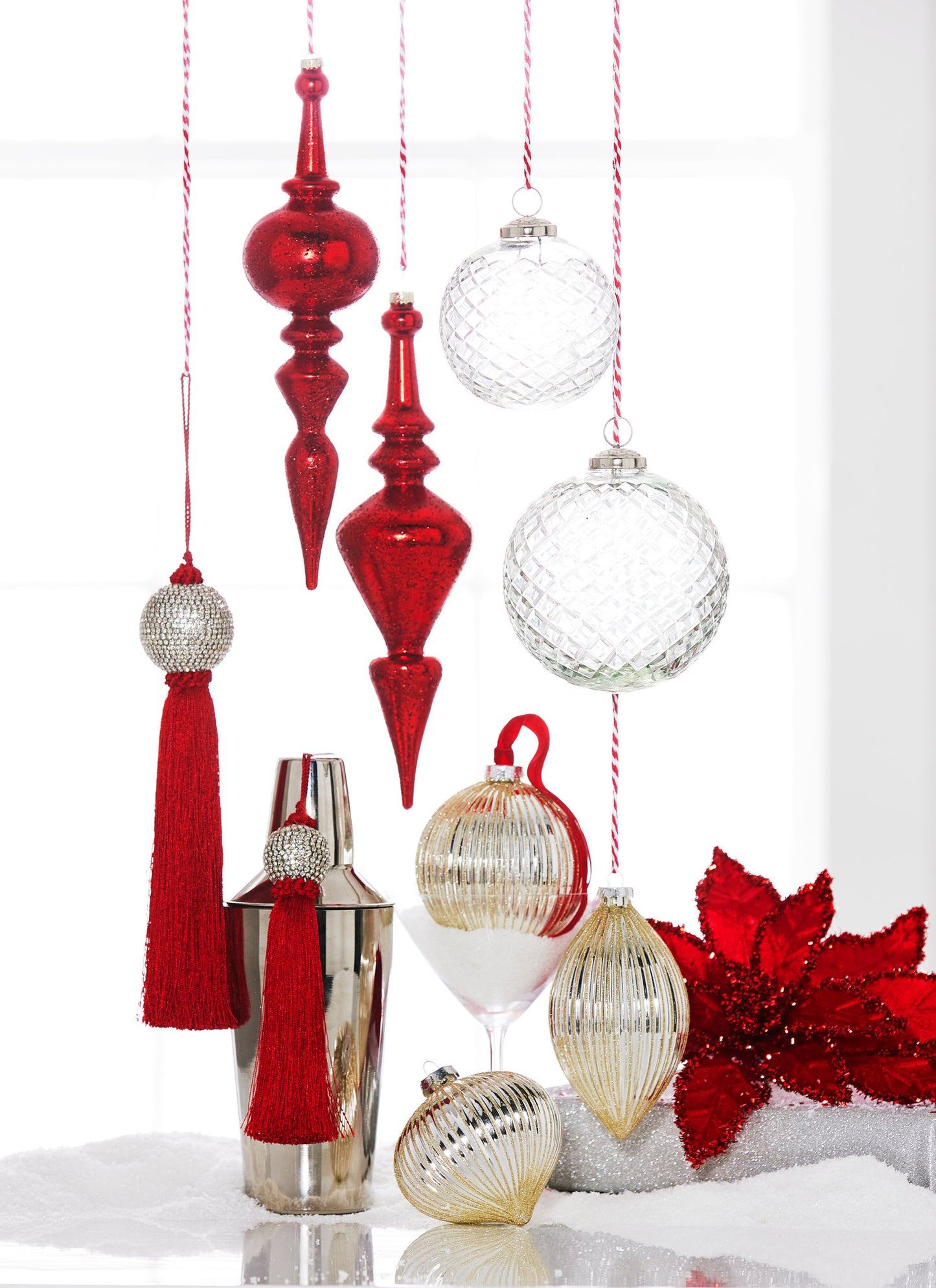 8" Red Tassel Ornament with Rhinestones