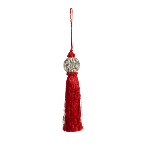 8" Red Tassel Ornament with Rhinestones