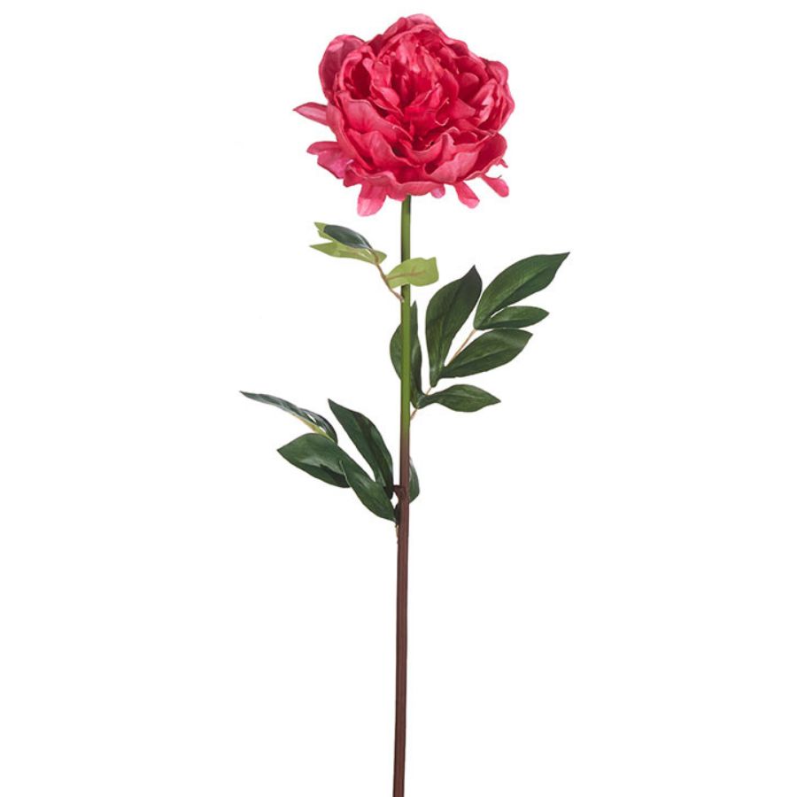 25" Real touch peony stem. Hot pink, fuchsia.