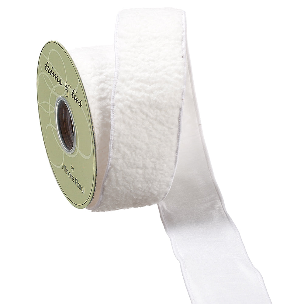 2.5"x5y Fur Ribbon. White. 100% Cotton.