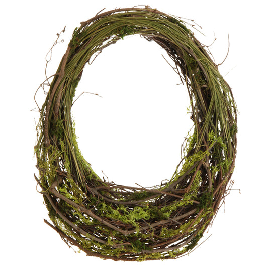 21" Twig and Moss Wreath (Brown, Green)