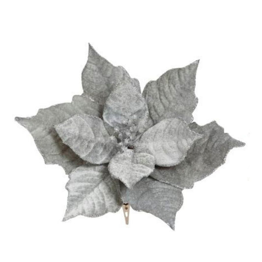 9.5" Holiday Poinsettia Clip (Gray)