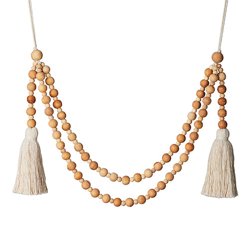 Wood Bead Garland with 6-inch Cotton Tassels