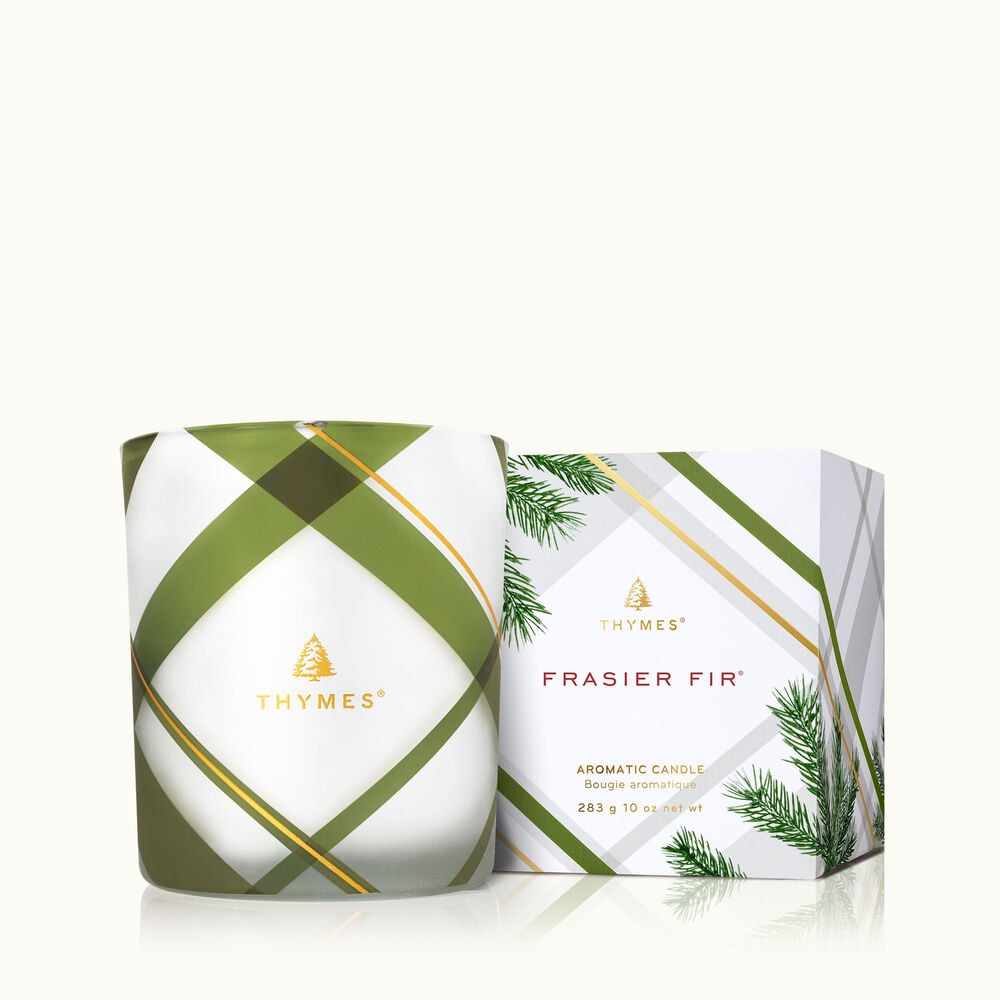 Frasier Fir Frosted Plaid Medium Candle, 10 oz