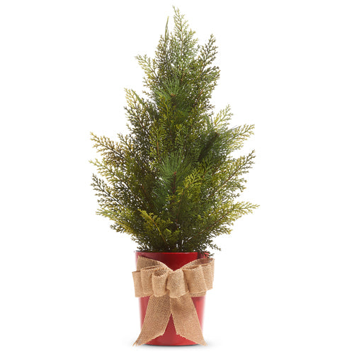 27" Potted Half Tree (Green, Red)