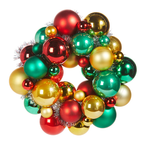 11" Ball Wreath Ornament (Red, Green, Gold)