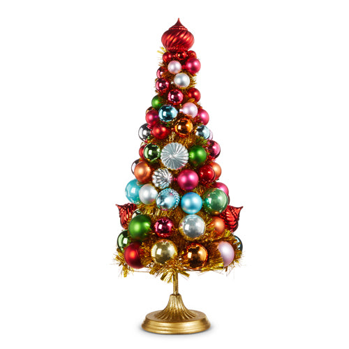 21" Ornament Tree on Pedestal (Gold, Multicolot)