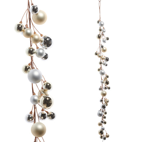 4' Champagne and Silver Ball Ornament Garland