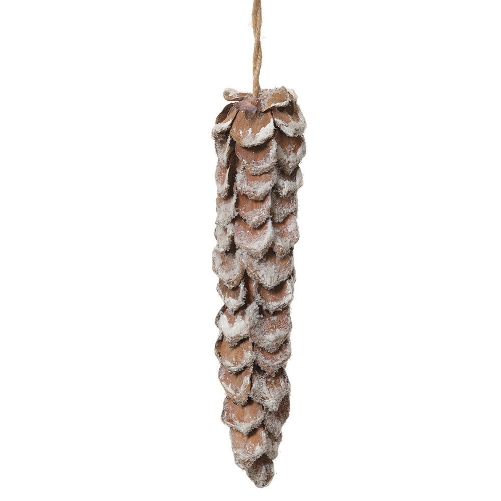 9.84" Glittered Pinecone Ornament. Brown. Made of Polyfoam and Pinecone