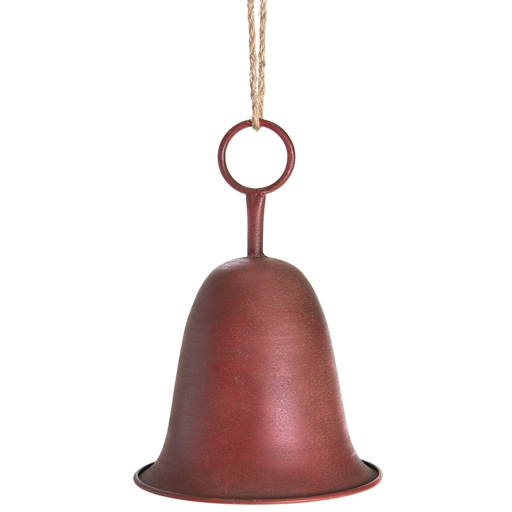 11.8" Metal Bell Ornament. Red.
