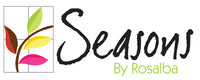Seasons By Rosalba Logo. Retailer in Laredo, TX of Christmas decorations, artificial florals, greenery, home décor accents, scented candles, and gifts.