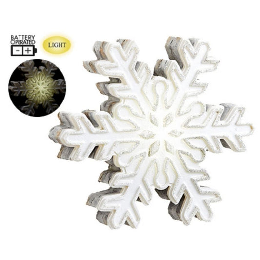7.5" Battery Operated Snowflake Tabletop (White, Silver)