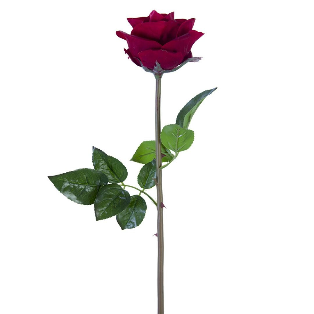 25" Real Touch Open Rose Stem (Crimson Red)