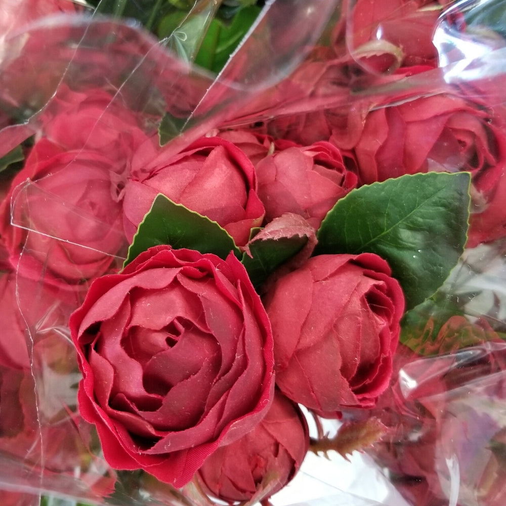 22" Real Touch Rose Buds x6 (Crimson Red)