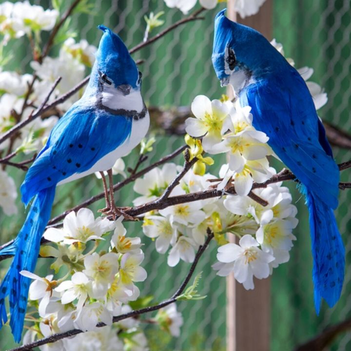 8" Decorative Blue Jays (Set of 2)
