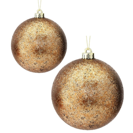 5.5"-8" Copper-Gold Painted Speckled Ball Ornament