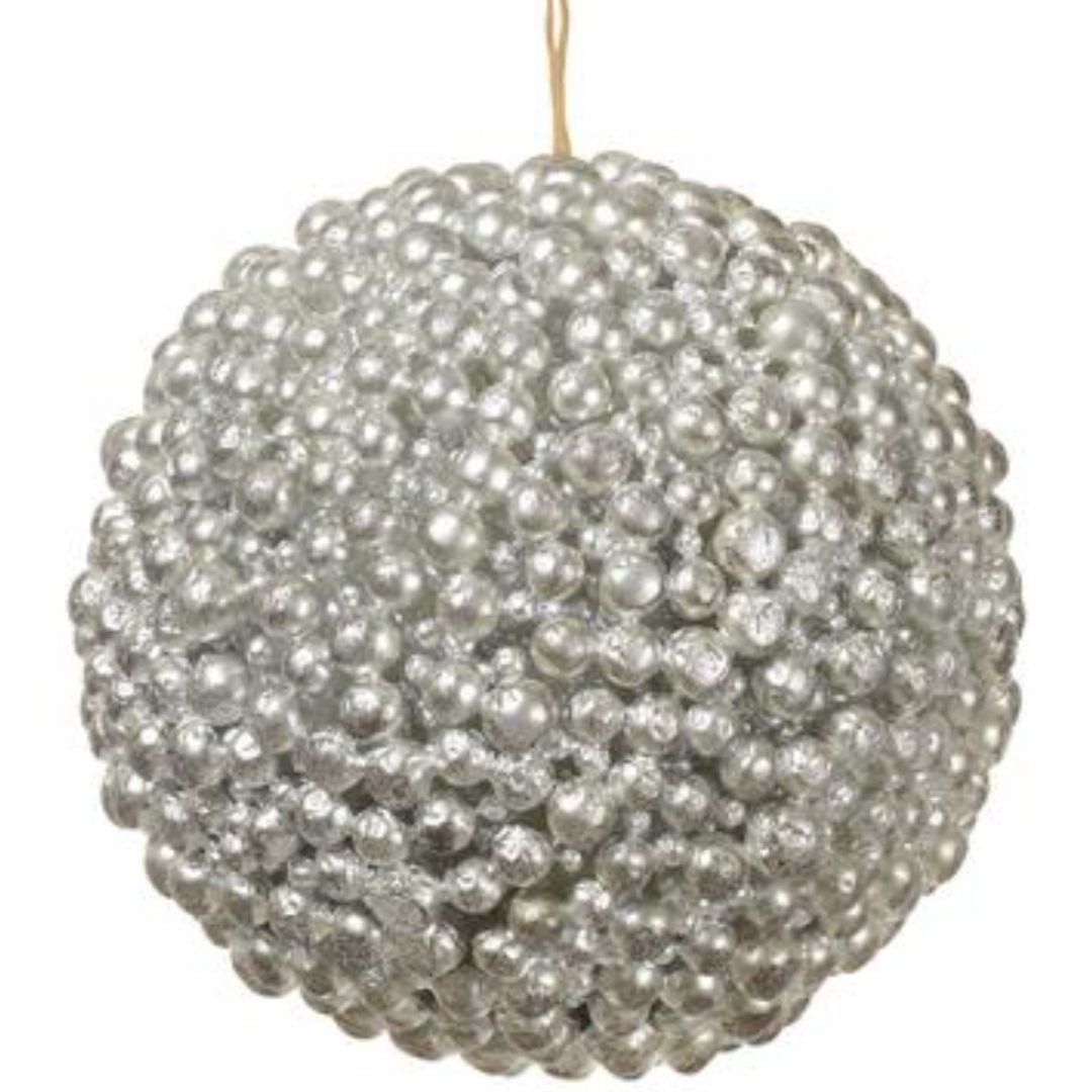 6" Silver Berry Ball Ornament