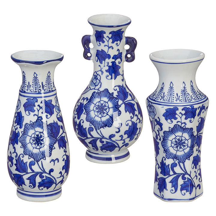 8" Vase Assortment (White, Blue)