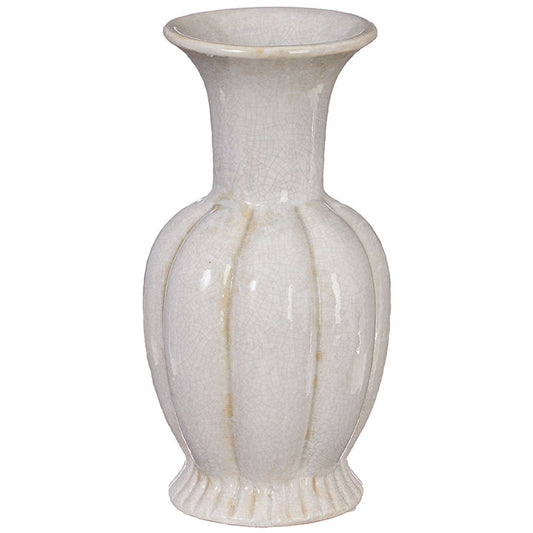 10" Ceramic Fluted Vase (Beige)