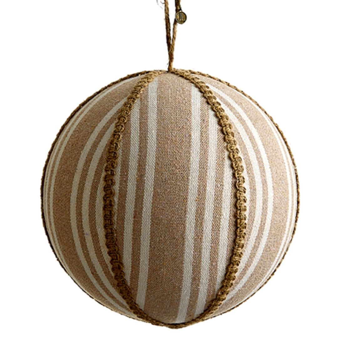 8" Beige Linen Ball Ornament