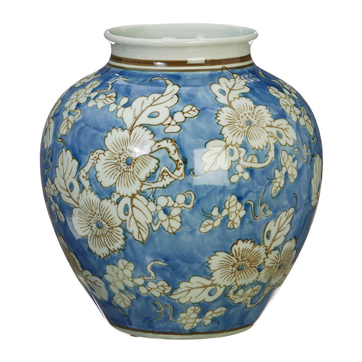 10" Patterned Vase (Blue, White)