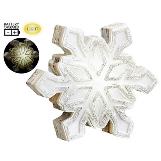 5" Battery Operated Snowflake Tabletop (White, Silver)