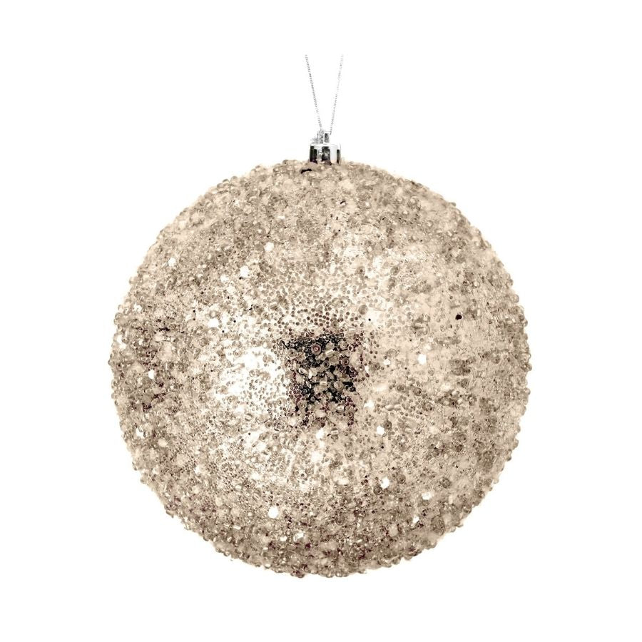 6" Iced Metallic Ball Ornament (Champagne Gold)