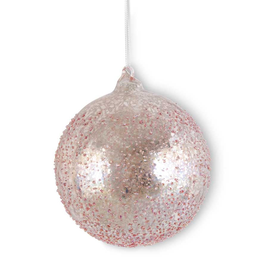 4.75" Light Pink Textured Mercury Glass Ball Ornament