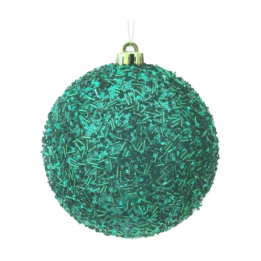 6" Beaded-Glittered Ball Ornaments (White, Gold, Silver, Red, Blue, Green)