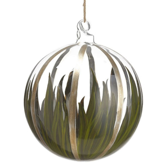 6" Agave Clear Glass Ball Ornament