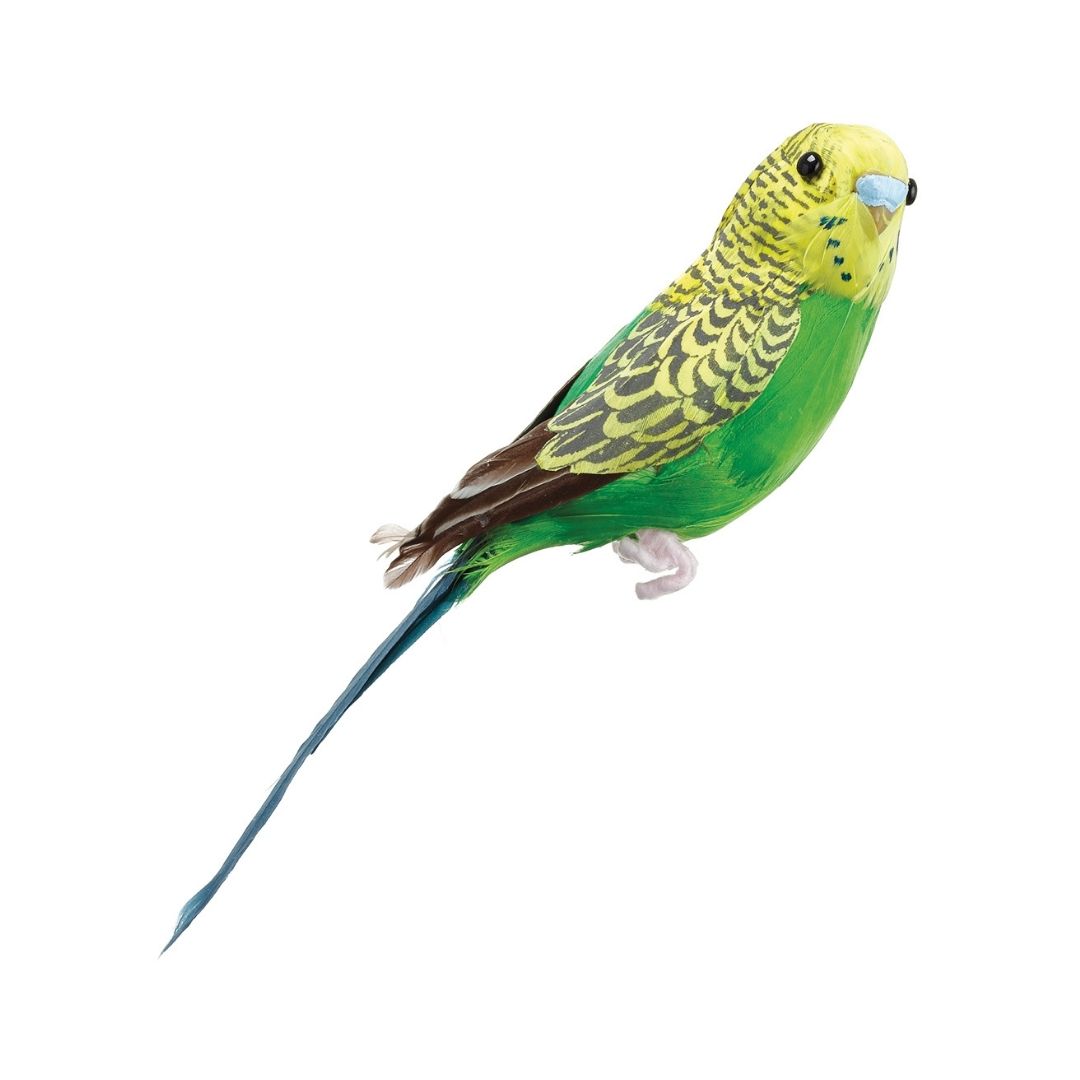 7" Decorative Parakeet Bird (Green, Yellow)