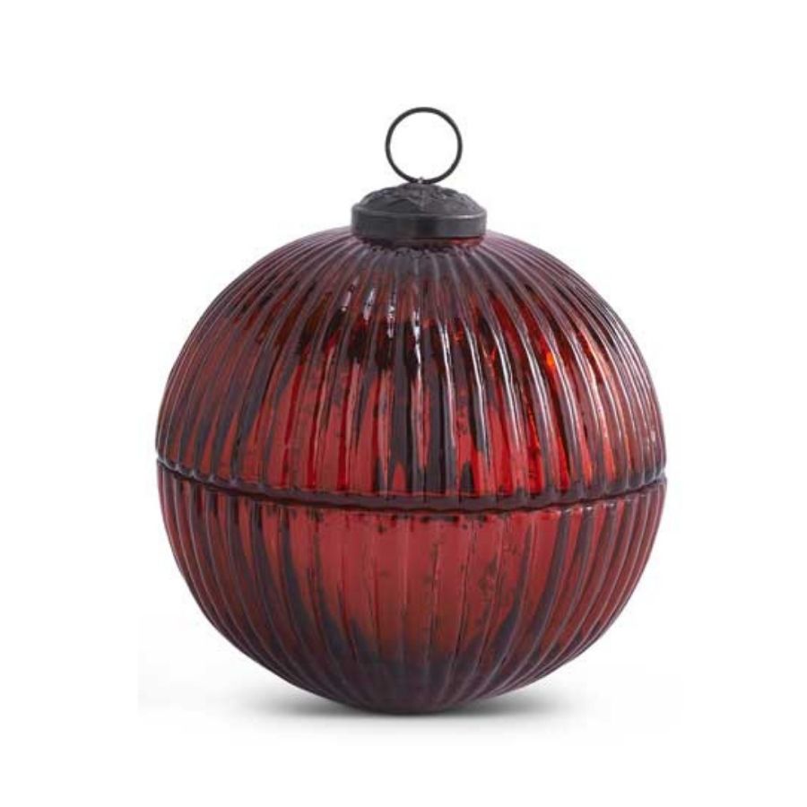 5" Red Mercury Glass Lidded Ornament Candles