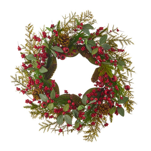 26" Pinecone, Crabapple & Berry Mixed Wreath