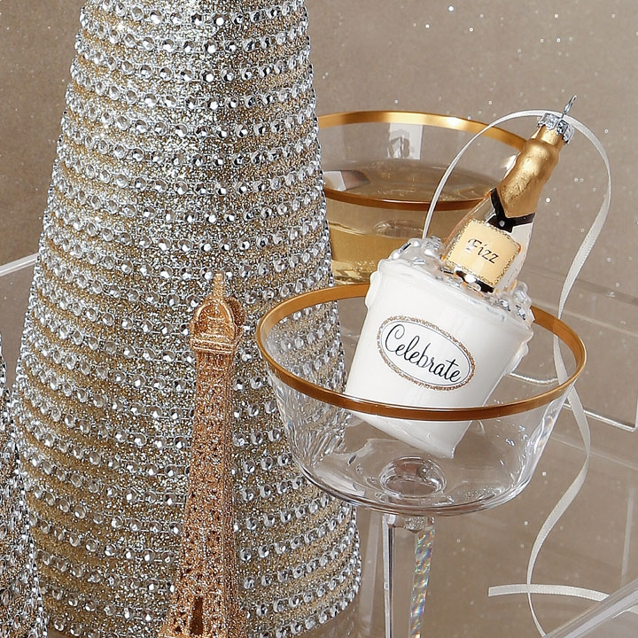 4" Glass Champagne Bucket Ornament