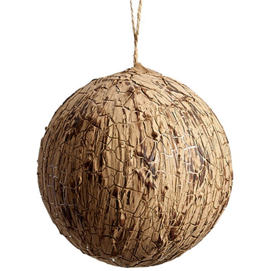 5" Plastic Ball Ornament, Brown-Natural