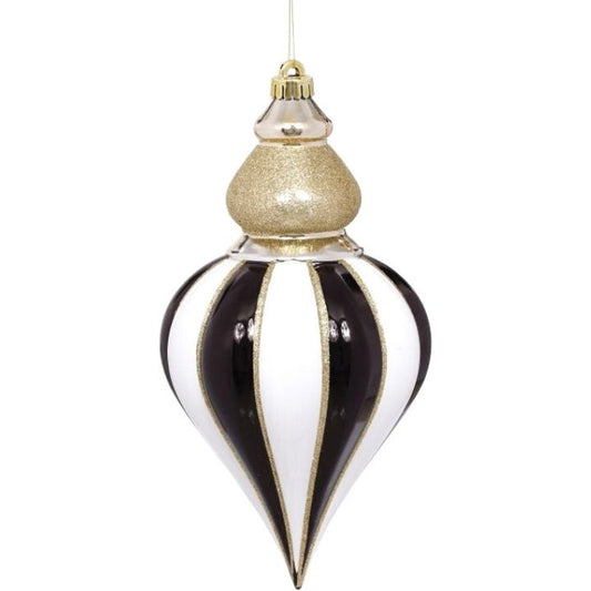 13.5" Regal Sparkle Finial Ornament (Black, White)