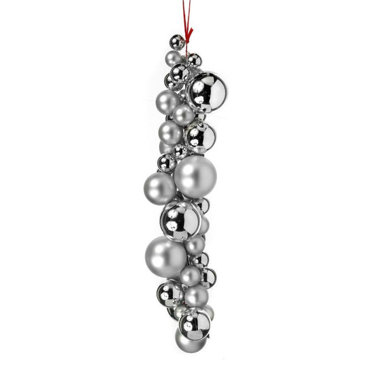 36" Matte and Shiny Ball Ornament Drop-Garland (Silver)