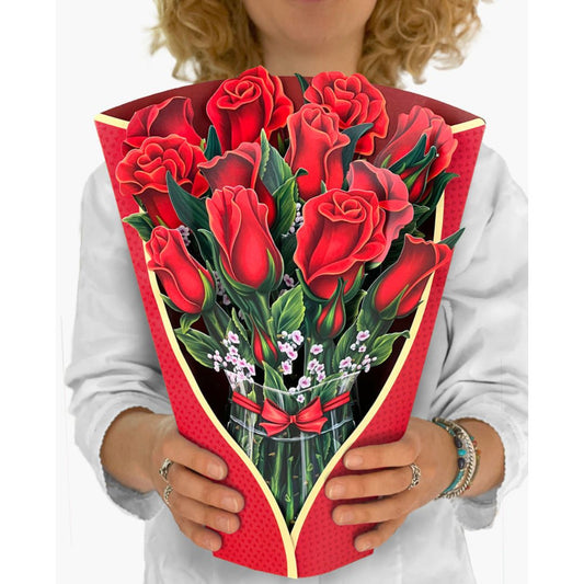 FreshCut Paper Red Roses 3D Card