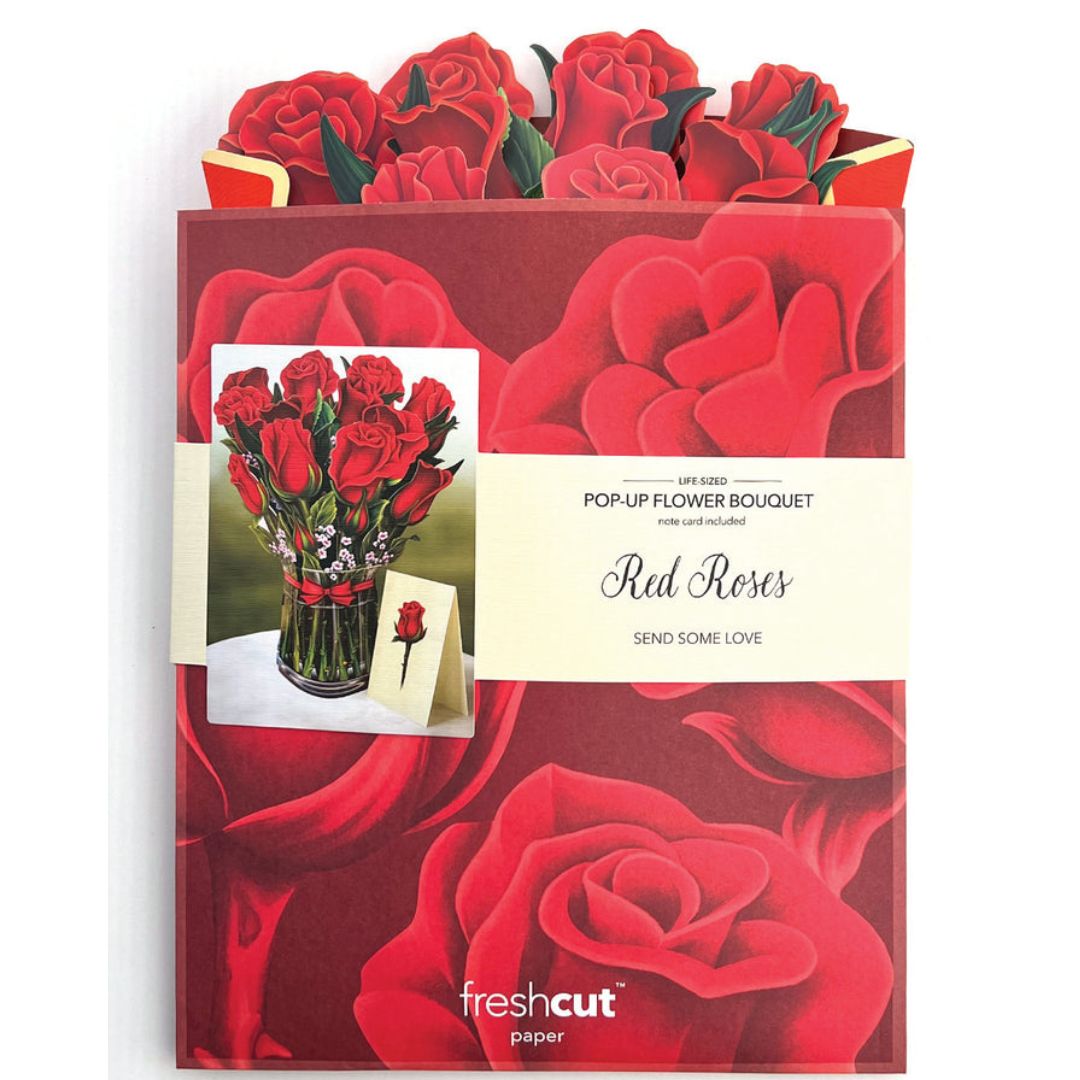 FreshCut Paper Red Roses Bouquet Card  Pop-Up Greeting Cards – Seasons By  Rosalba