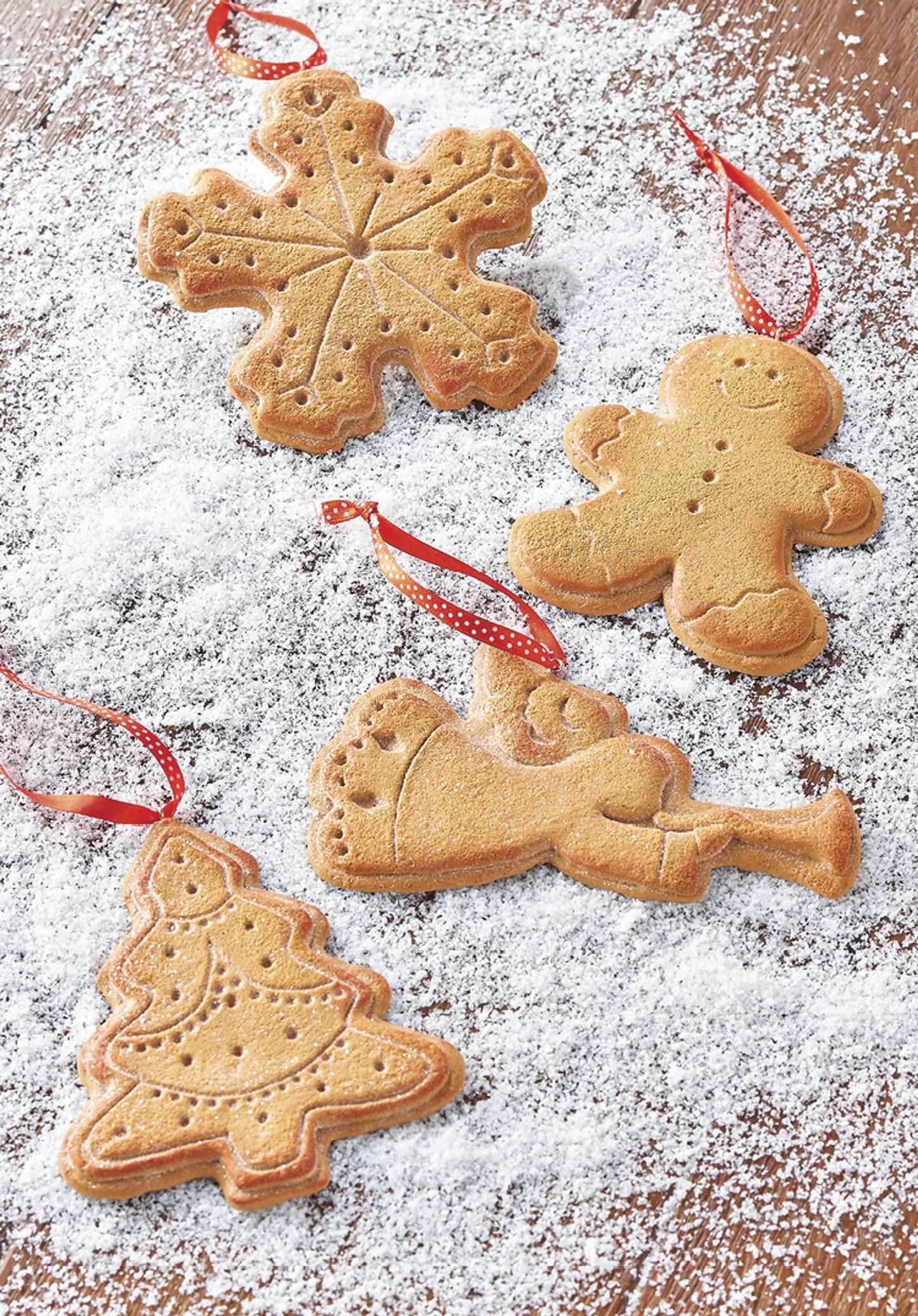 4119067-6.25" Gingerbread Cookie Ornaments. Christmas Tree, Angel, Gingerbread Man, or Star Cookie Shapes. Perfect just-baked look.
