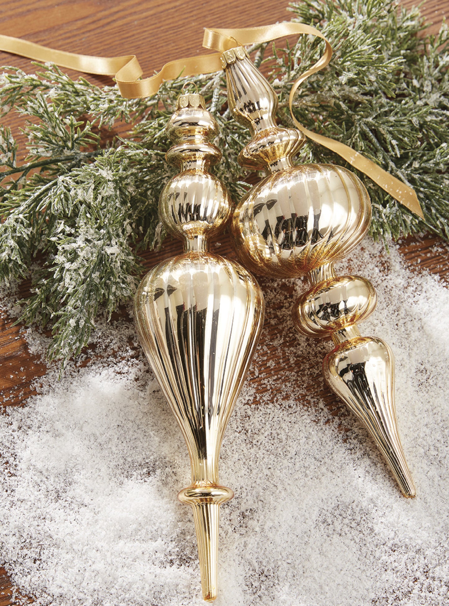 11" Gold Finial Ornaments (2 Styles)