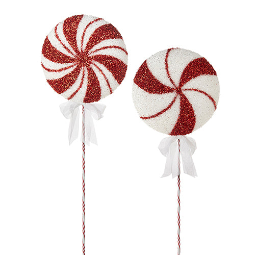28" Peppermint Lollipop Ornament. Extra large ornaments. Red and white. Made of Foam and Polyester.