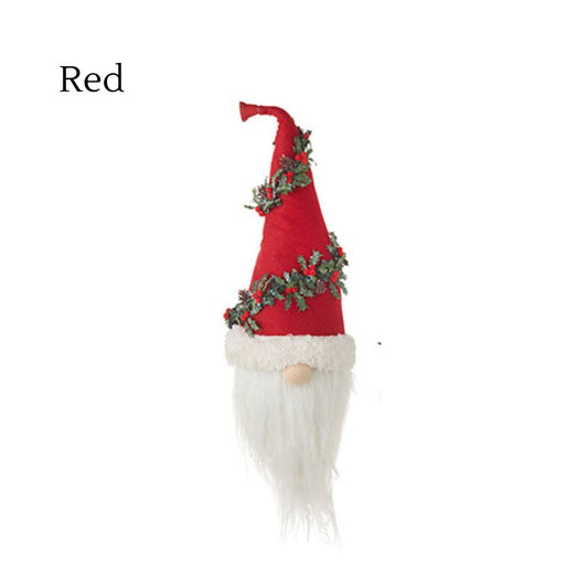 4216250-Countryside Gnome Head with Red Hat and Holly Detail - 20".