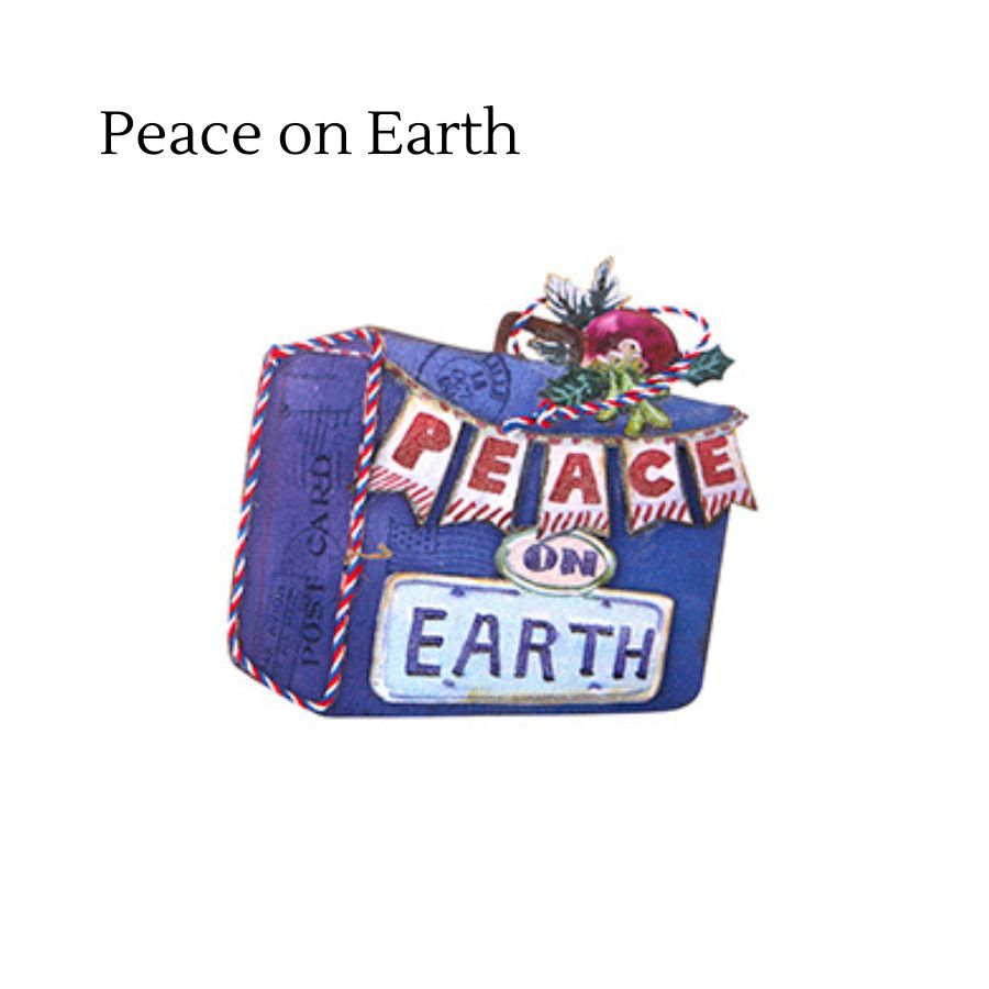 4219080-Peace on Earth Blue Holiday Luggage Ornament - 6.25".