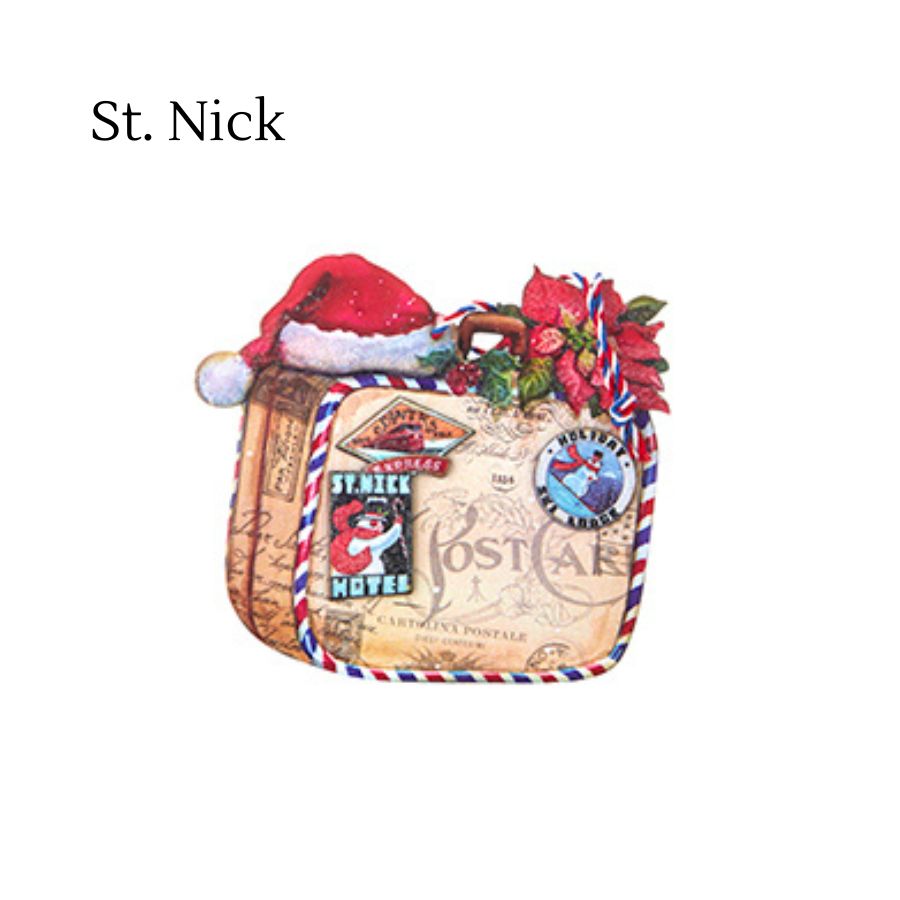4219080-St. Nick Holiday Luggage Ornament - 6.25".