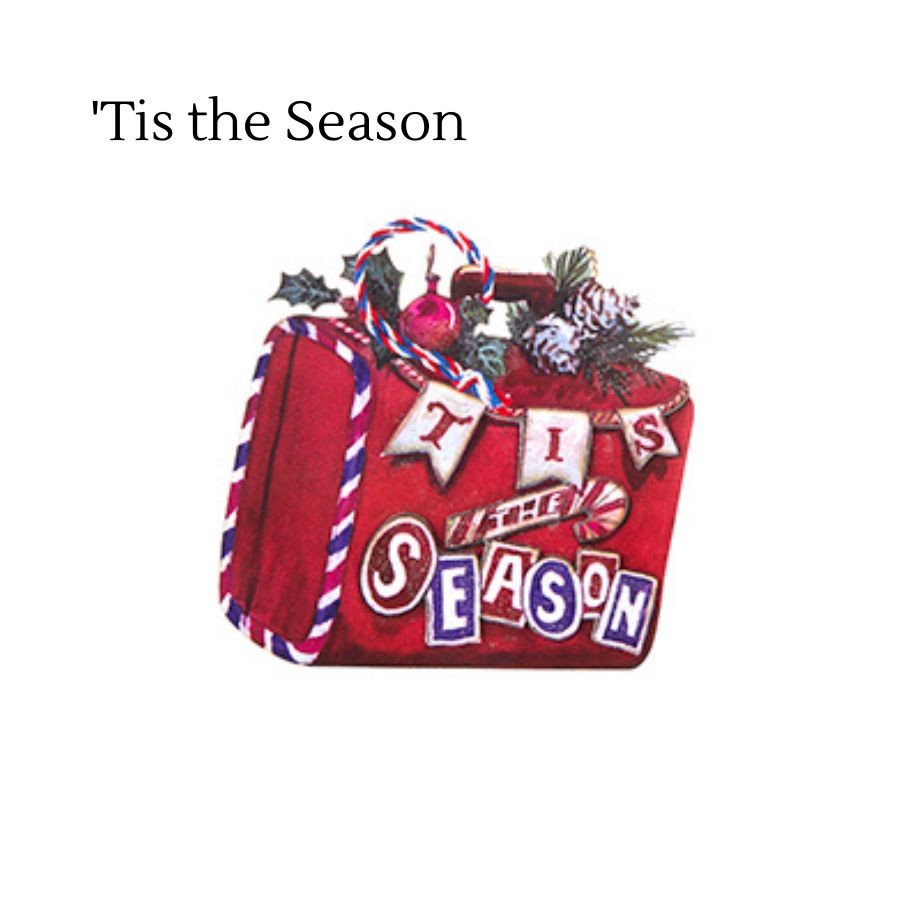 4219080-'Tis the Season Red Holiday Luggage Ornament - 6.25".
