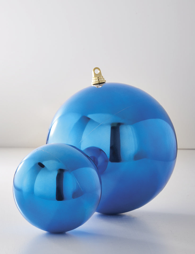 Shiny Dark Blue Ball Ornaments. Shatterproof Christmas Ornaments to make your decorating days easy and fun. Made of Plastic.