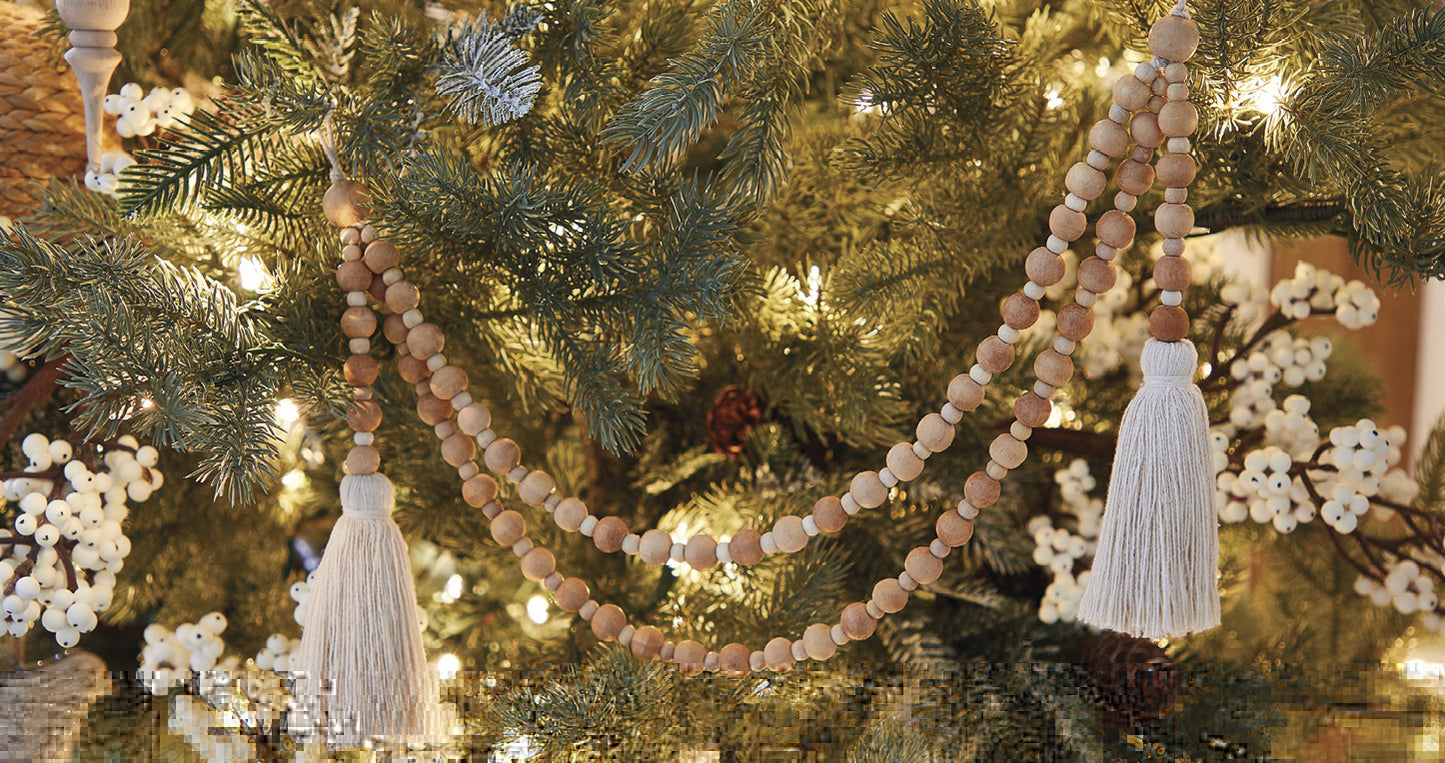 20 Double Swag Wood Beaded Garland  Seasonal and Holiday Decorations –  Seasons By Rosalba